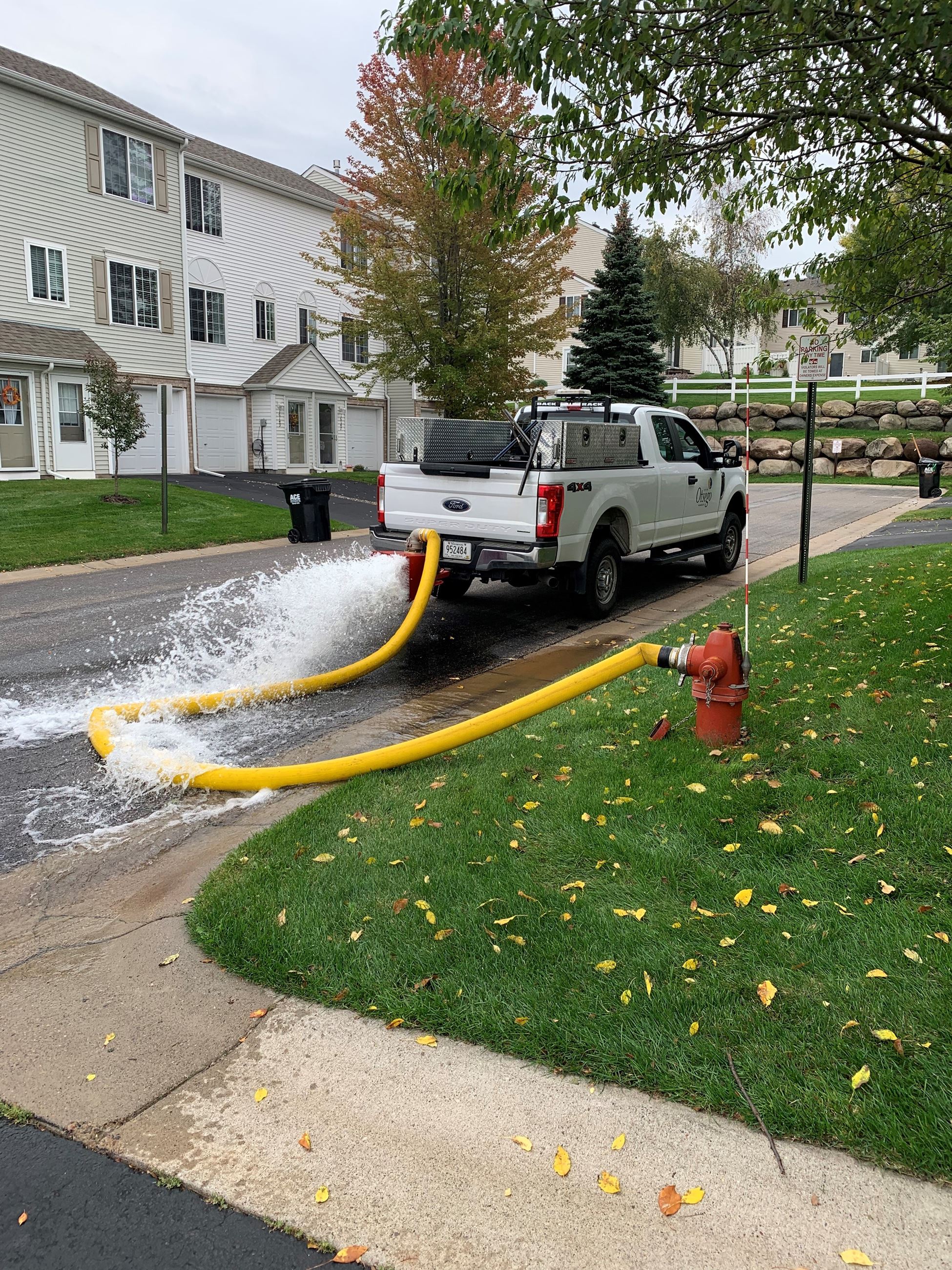 City of Otsego truck fire hydrant flushing
